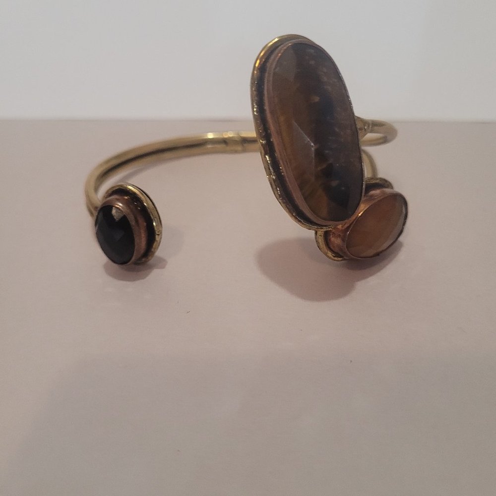 BRASS & COPPER JEWELED CUFF BRACELET